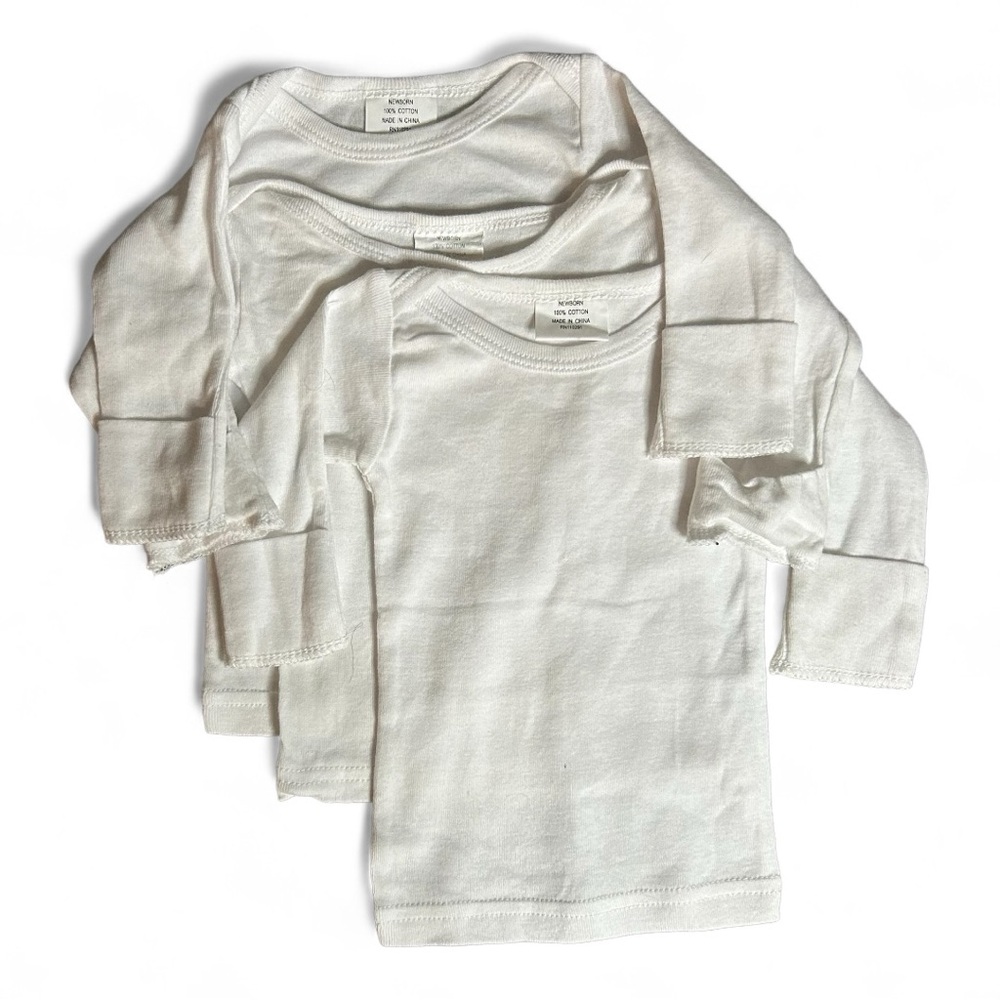 White Long sleeve T-Shirts | Newborn (set of 3)